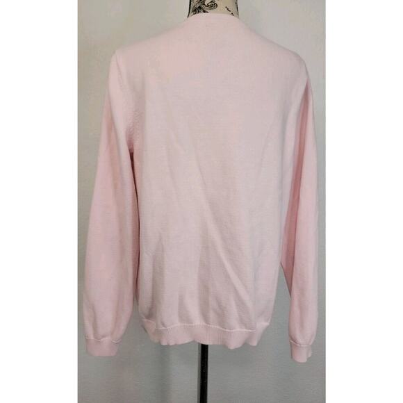 Izod Pink Old School 100% Cotton Argyle Sweater Large Vintage Women’s Clueless - Picture 5 of 8